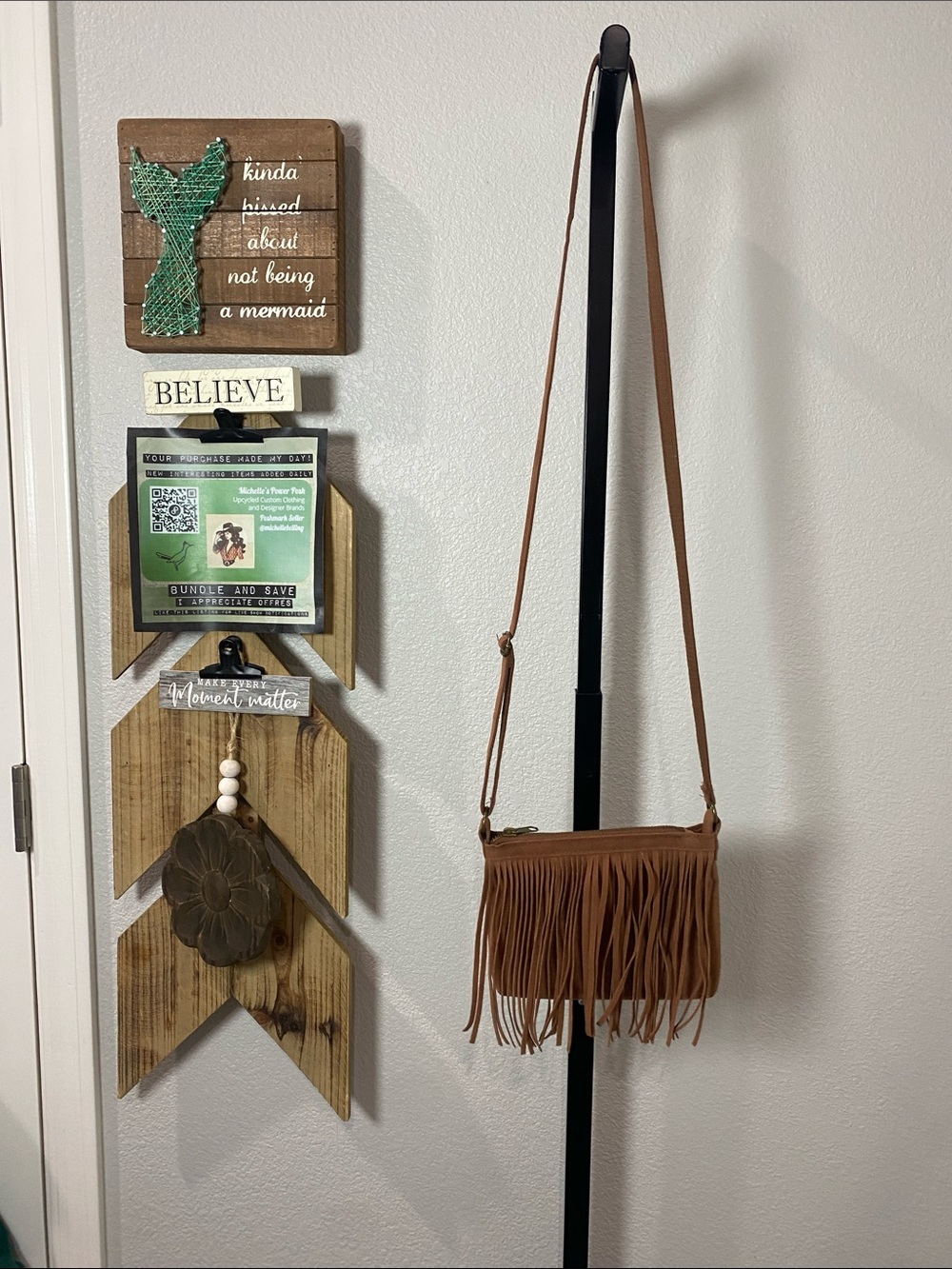 Source Unknown Tan Fringe Crossbody Bag